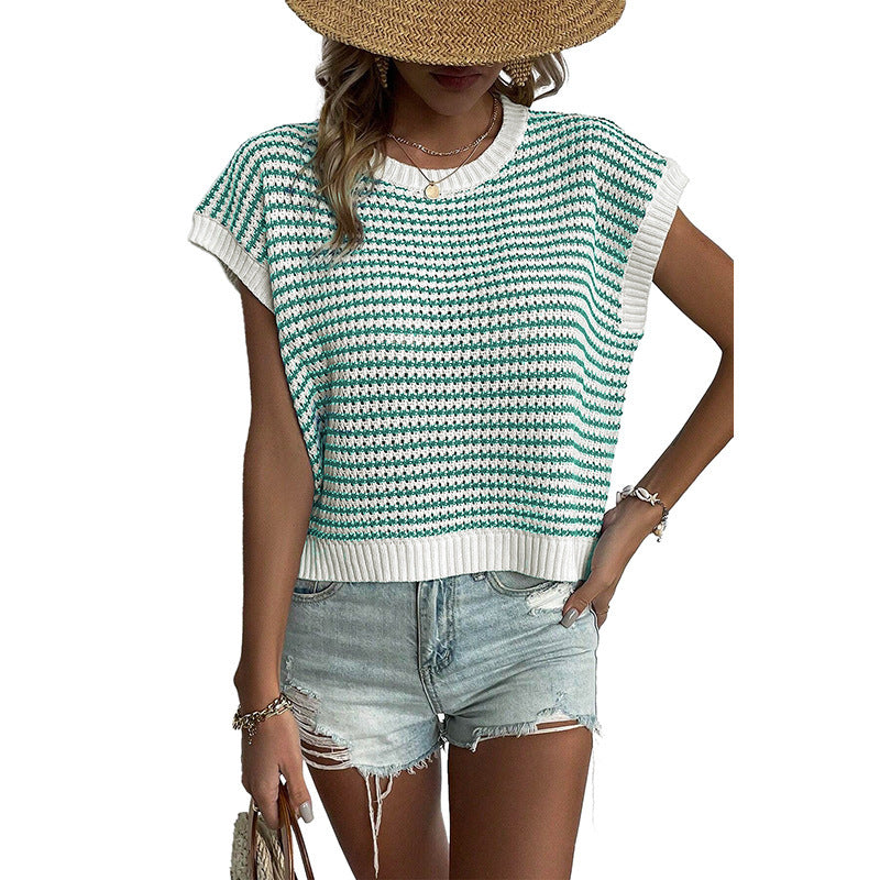Chic Striped Knit Vest Top Comfortable Everyday Style