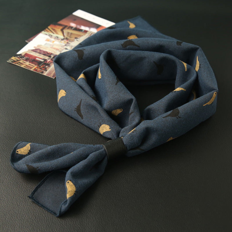 Elegant Women's Cotton Square Scarf - Bird Print