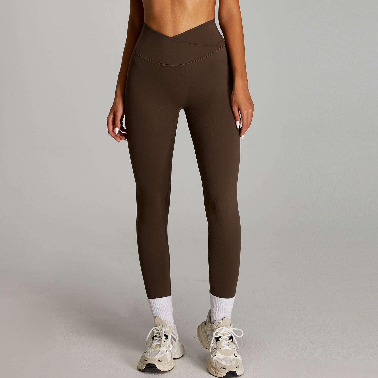 Nude Feel Cross Waist Fitness Leggings - Quick Dry & Butt Lift