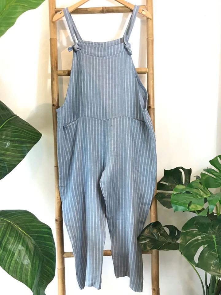 Women's Striped Wide Leg Jumpsuit - Comfortable & Chic