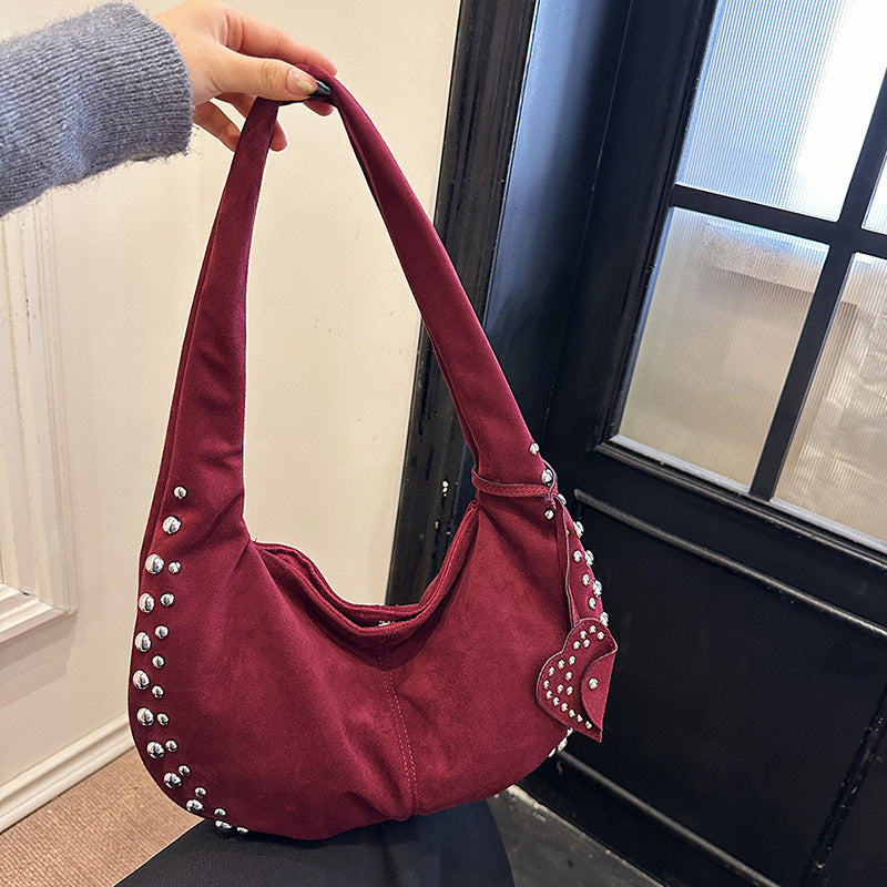 Trendy Studded Plush Underarm Shoulder Bag - Women's Chic Handbag