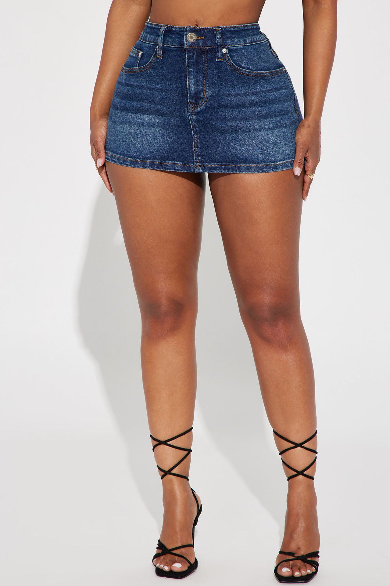 Women's Stretch Denim Mini Skirt - High Waisted Short Skirt