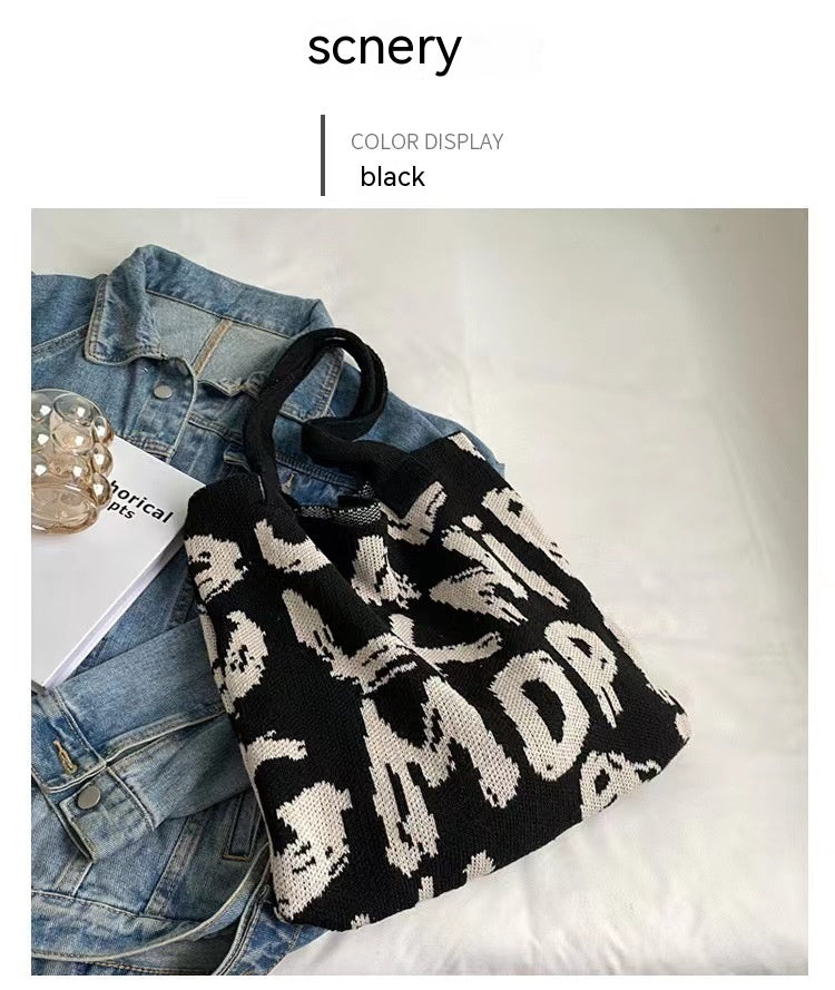 Chic Woven Knit Tote Bag - Spacious & Stylish