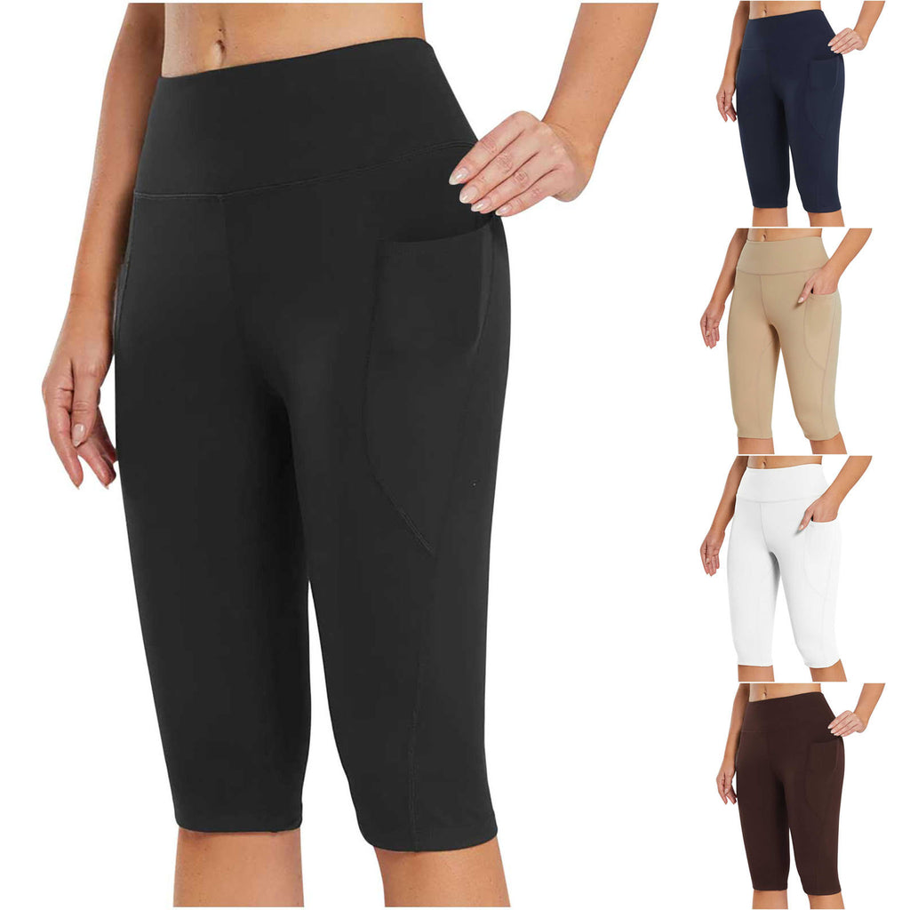 High Waist Side Pocket Stretch Sports Leggings for Active Women