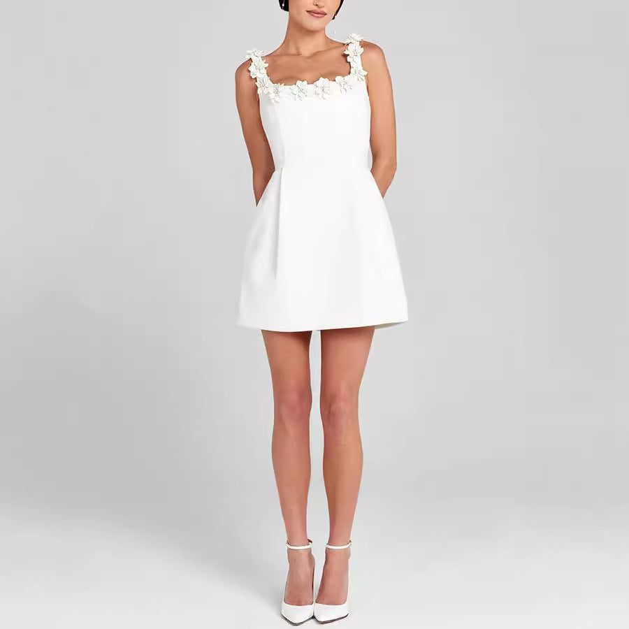 Elegant Floral Strap Mini Dress - Ariana Vogue