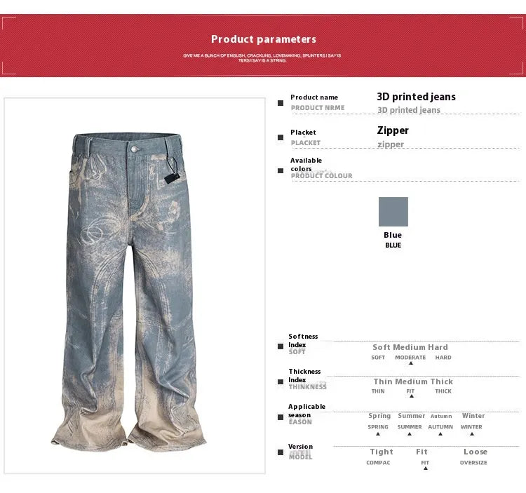 Washed Distressed Wide Leg Jeans