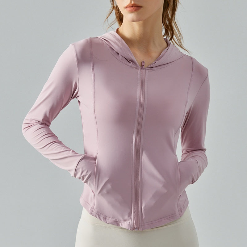 Breathable Slim Fit Long Sleeve Performance Hoodie Jacket for Women