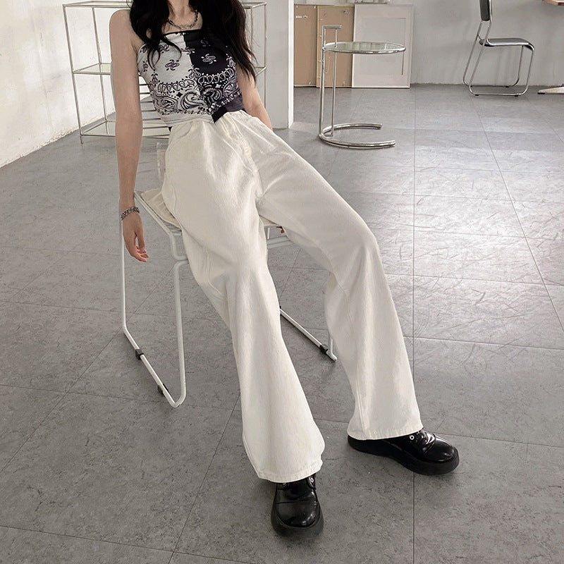 High-Rise Wide-Leg White Denim Jeans