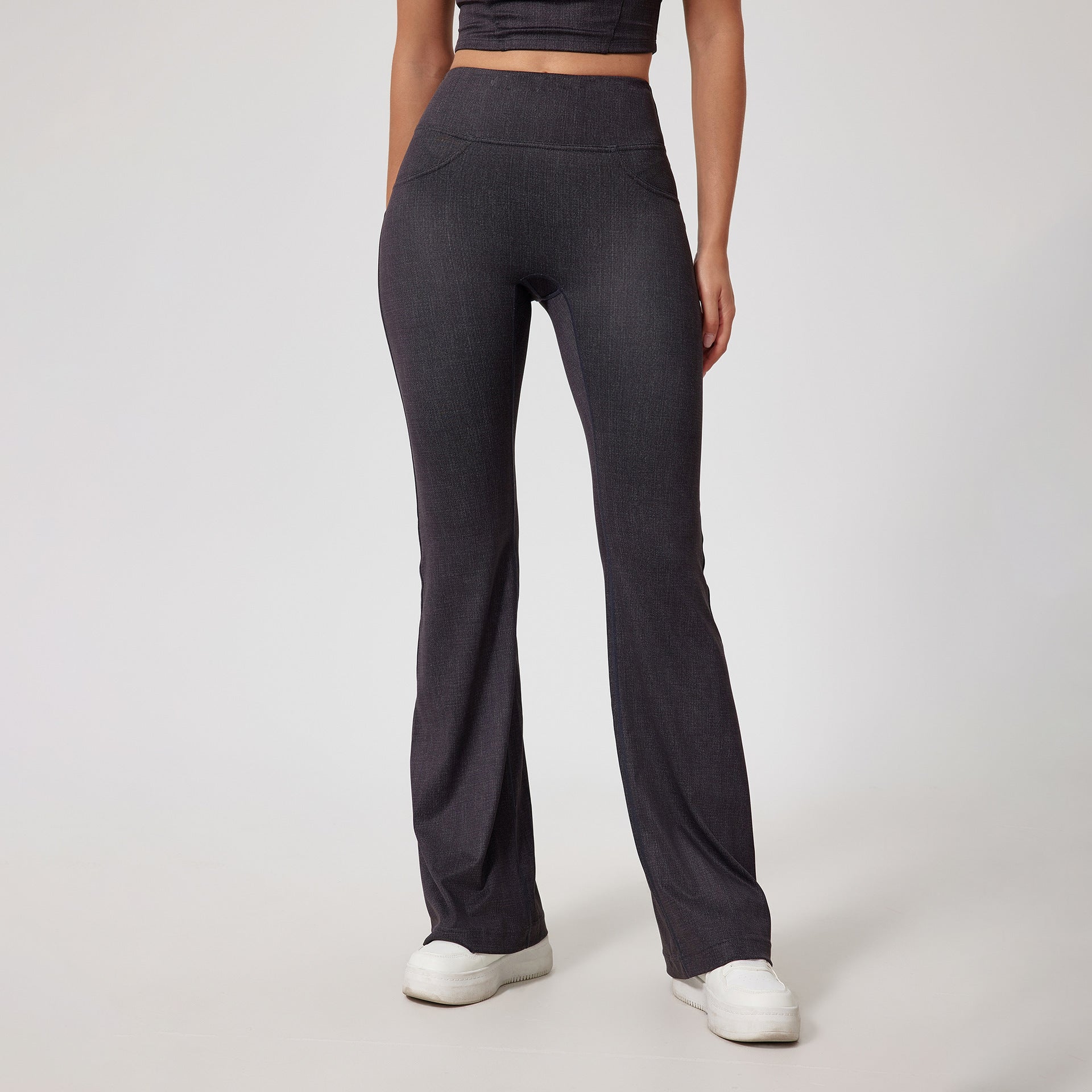Ariana Vogue Seamless High-Waist Denim Print Flare Activewear Leggings