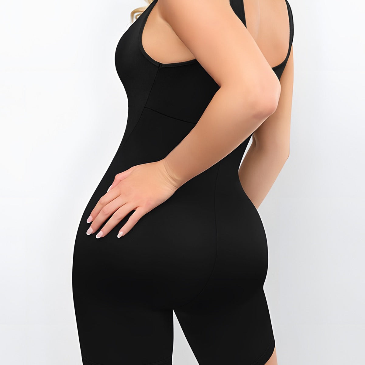Sleek and Supportive Activewear Fitness Jumpsuit with Square Neck
