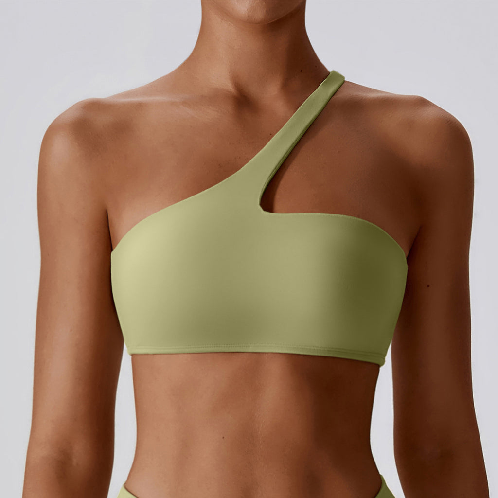 Ariana Vogue Oblique Shoulder Nude Feel Sports Bra - Yoga & Training