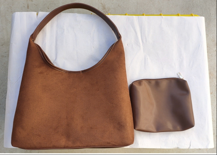 Chic Suede Hobo Shoulder Tote Bag