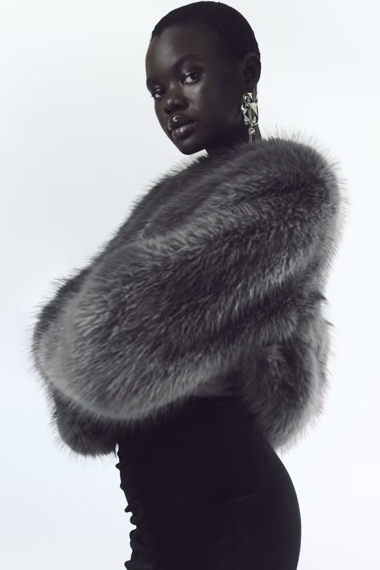 Chic Faux Fur O Neck Cropped Jacket Stylish Warm Outerwear
