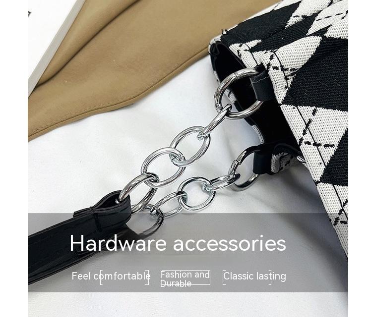 Chic Argyle Canvas Tote Bag - Spacious & Stylish