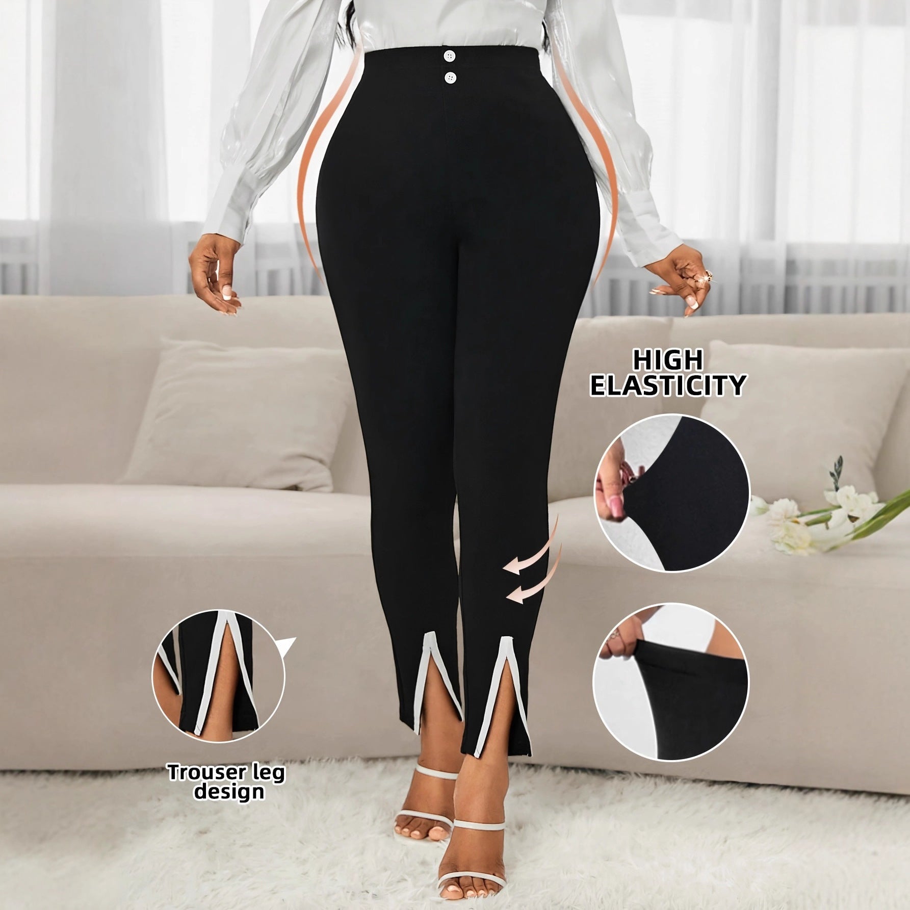 Elegant High-Waisted Slim-Fit Commuter Pants