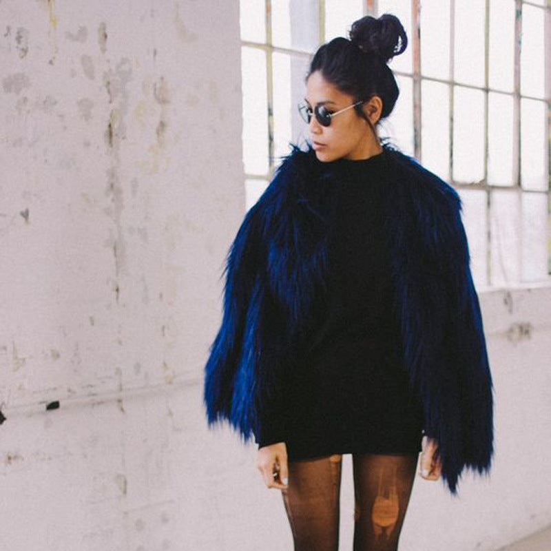 Luxurious Shaggy Faux Fur Short Jacket Warm Cozy Outerwear