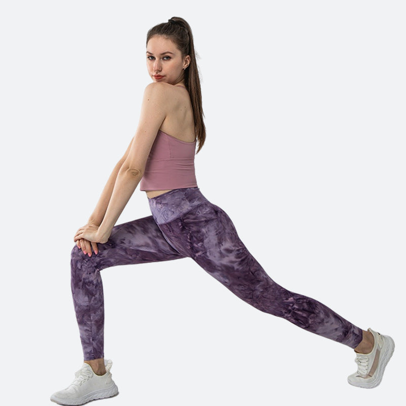 High Waisted Tie Dye Printed Elastic Running and Fitness Yoga Leggings