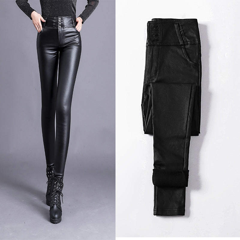 Women's High Waist Faux Leather Slim Fit Leggings