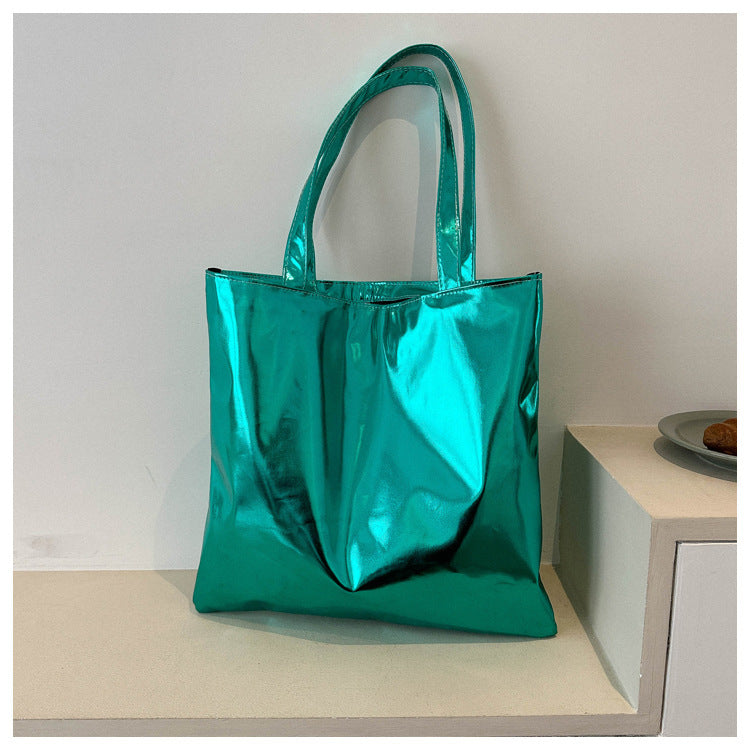 Trendy Metallic Shine Soft Tote Bag