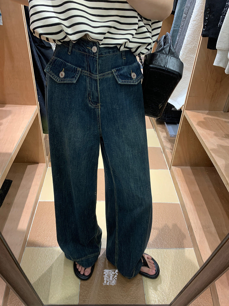 Women's Retro High Waist Wide Leg Jeans