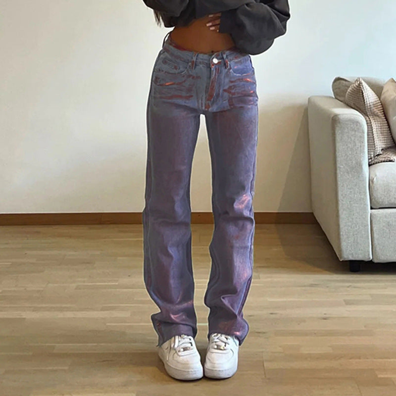 Edgy Distressed Straight Baggy Jeans