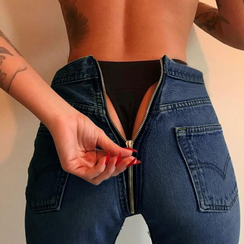 Allure High-Waist Back Zipper Skinny Jeans