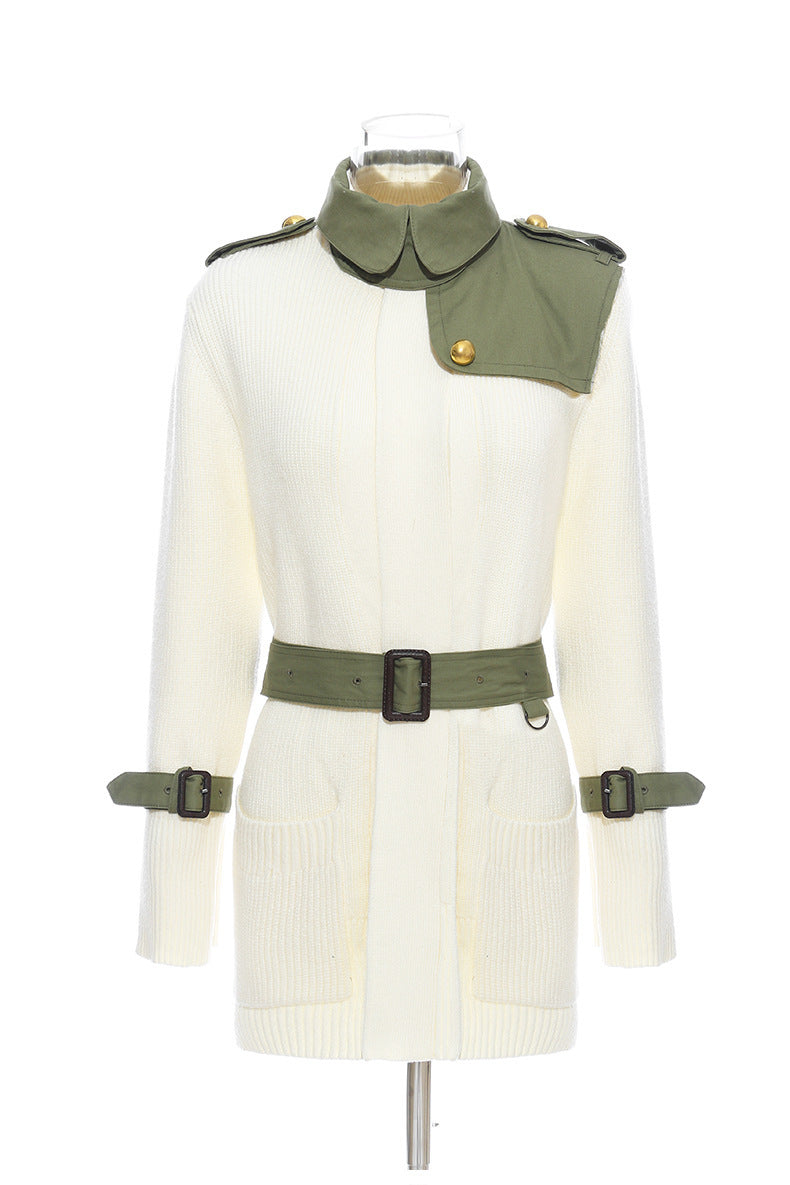 Sofia Color Block Knit Trench Coat