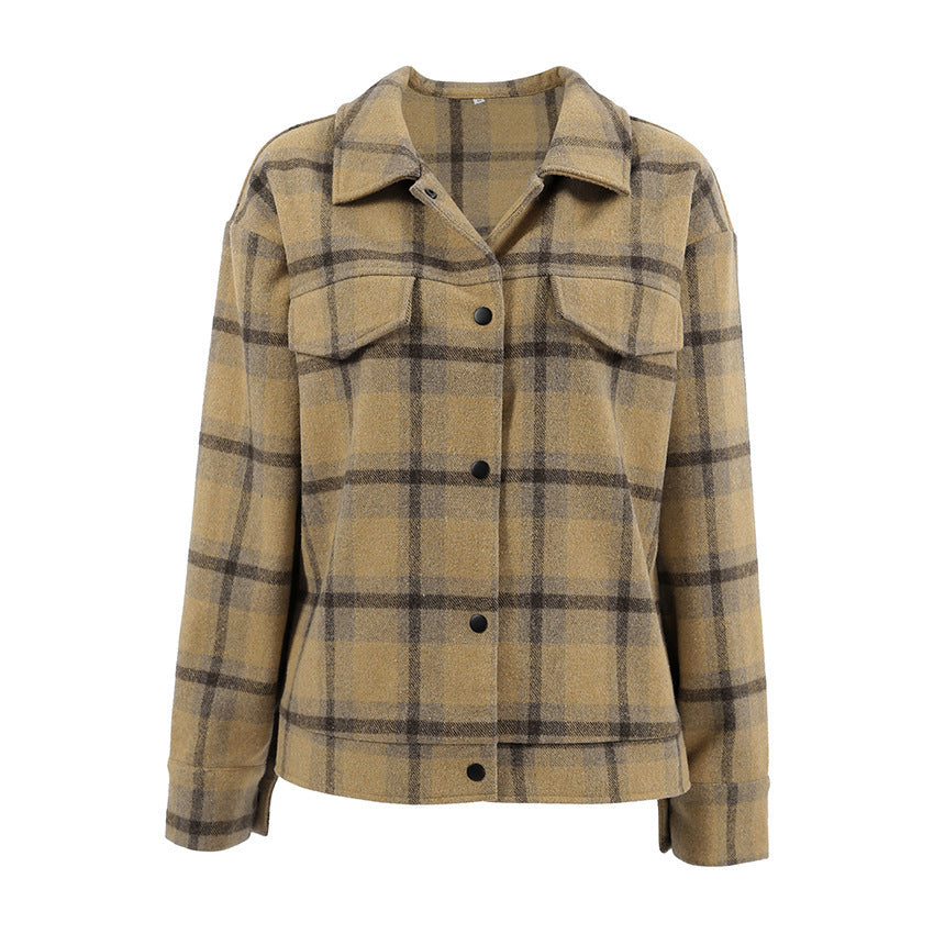 Versatile Plaid Wool Blend Button Up Shacket for Casual Everyday Style