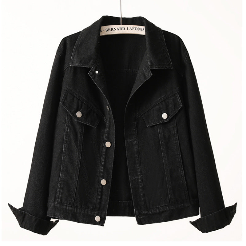 Vintage Inspired Loose Fit Denim Jacket Coat with Button Front