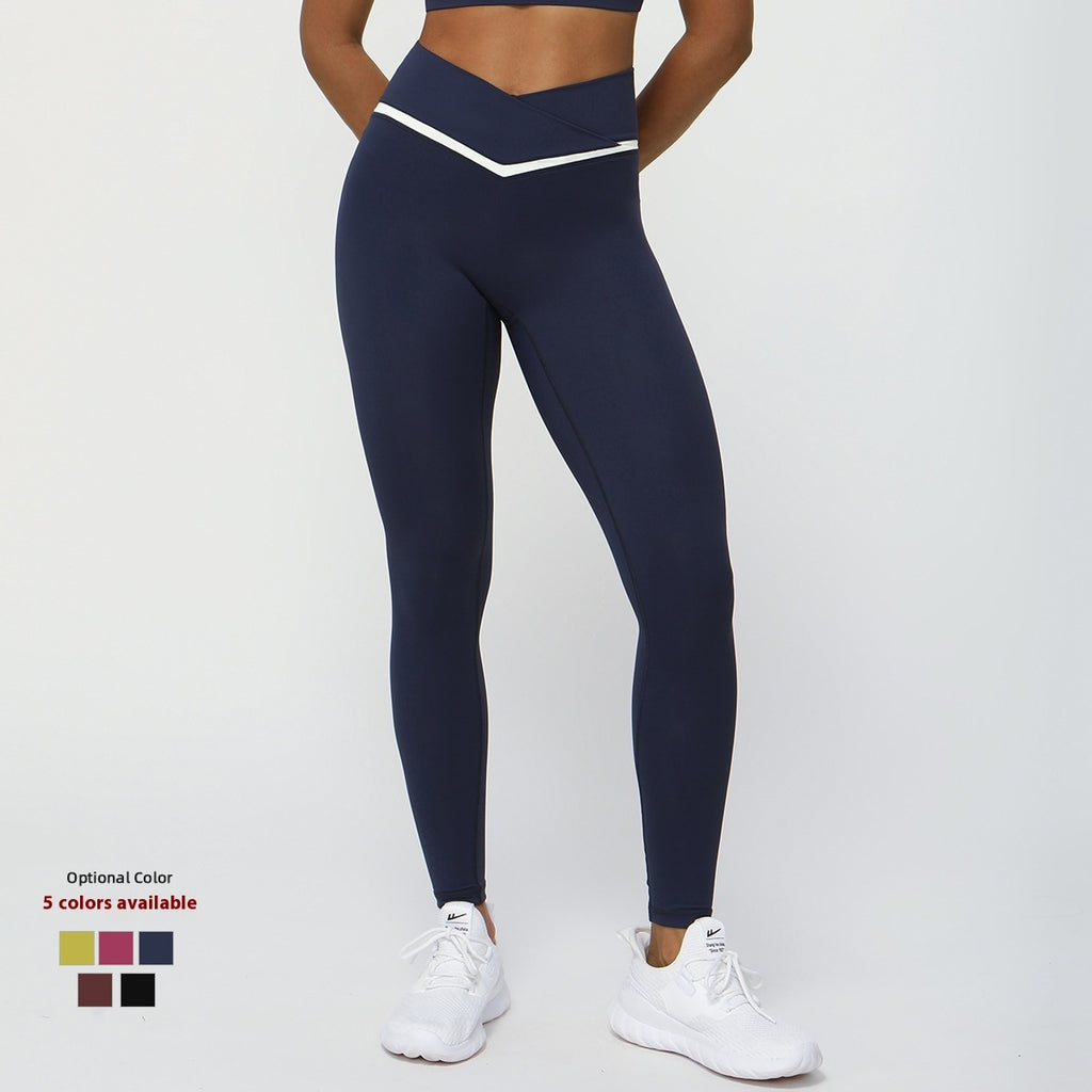 High Waisted V Shape Cropped Fitness Leggings for Active Performance