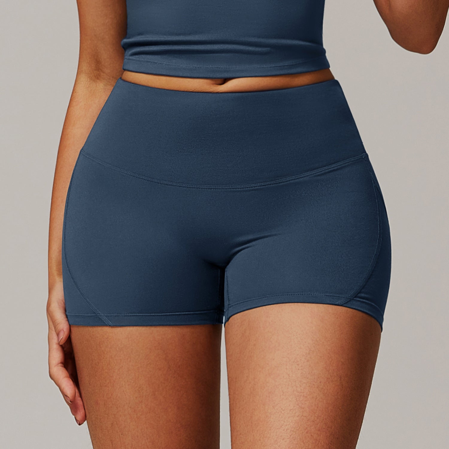 High Waist Brushed Performance Yoga Shorts with Moisture Wicking Fabric