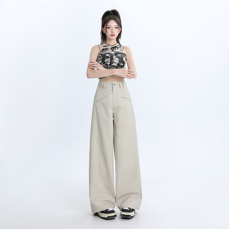 Comfortable Fashion Personality High Waist Wide Leg Casual Pants for Women