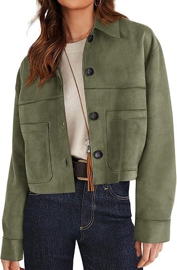 Chic Faux Suede Cropped Jacket Perfect for Effortless Casual Autumn Style