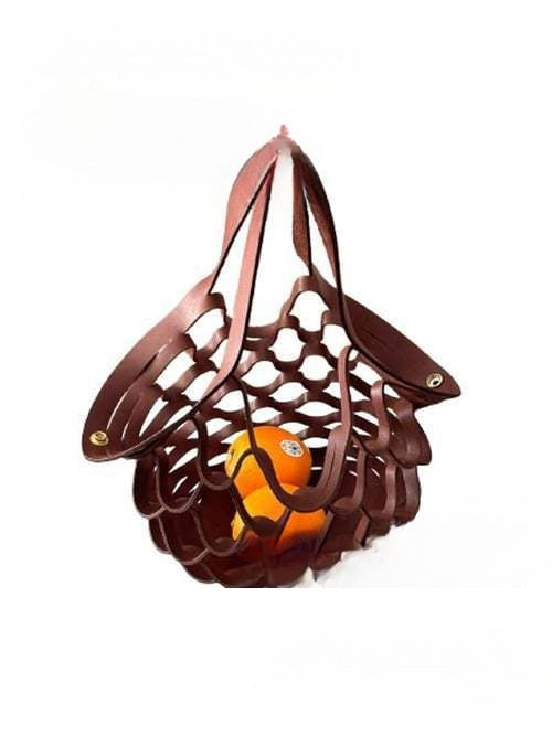 Artisan Handmade Folding Leather Basket Tote Bag - Versatile