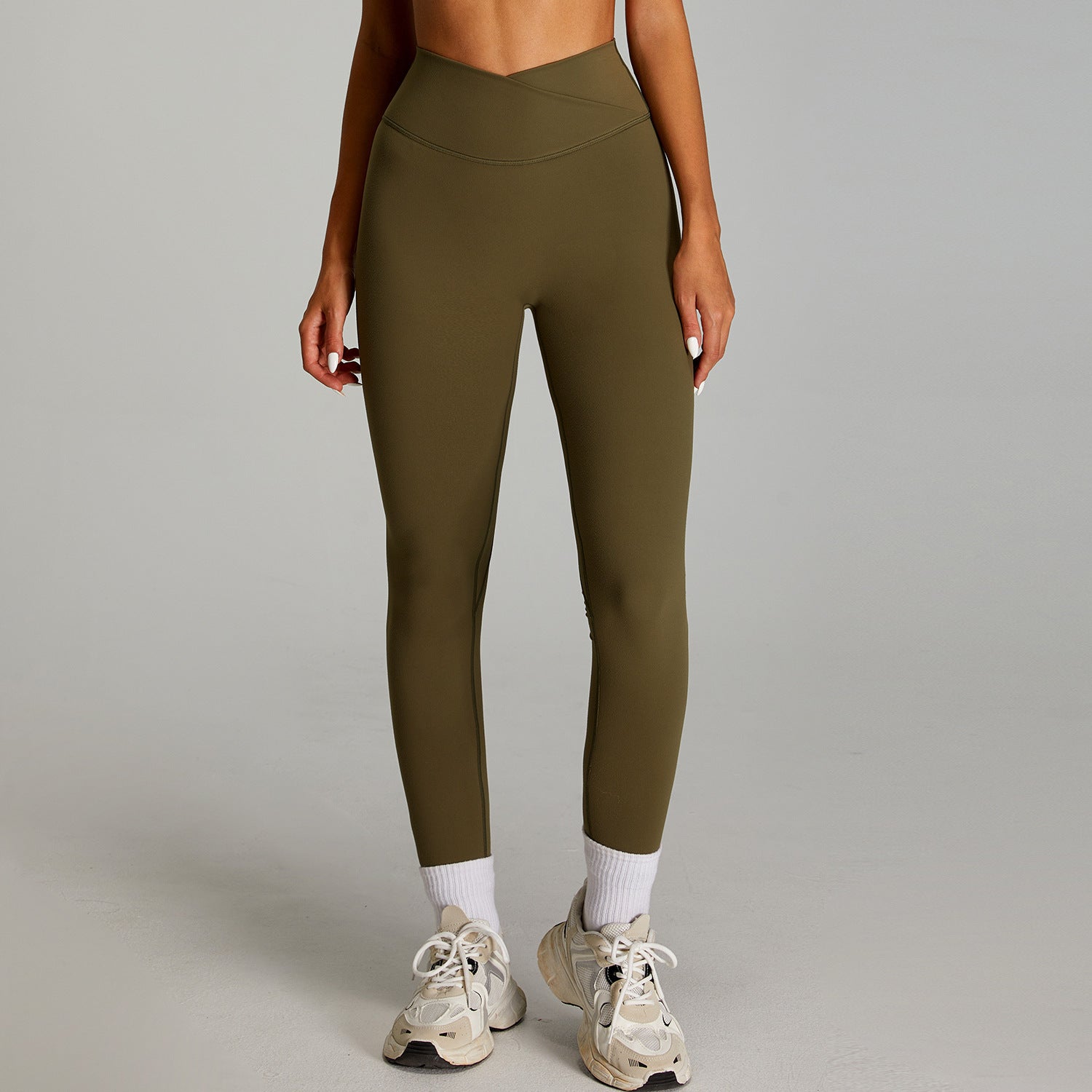 Nude Feel Cross Waist Fitness Leggings - Quick Dry & Butt Lift