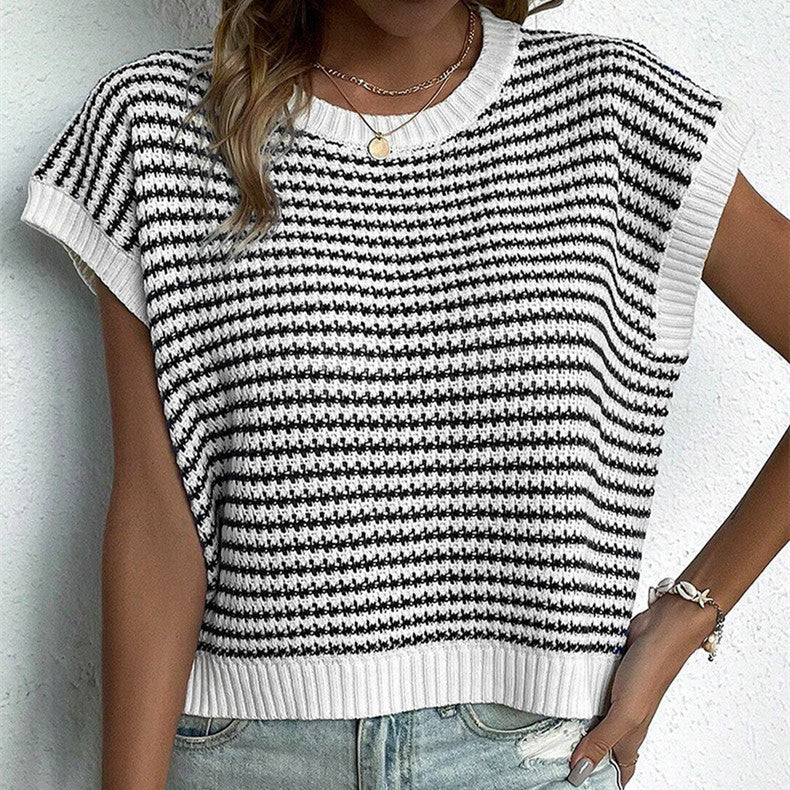 Chic Striped Knit Vest Top Comfortable Everyday Style