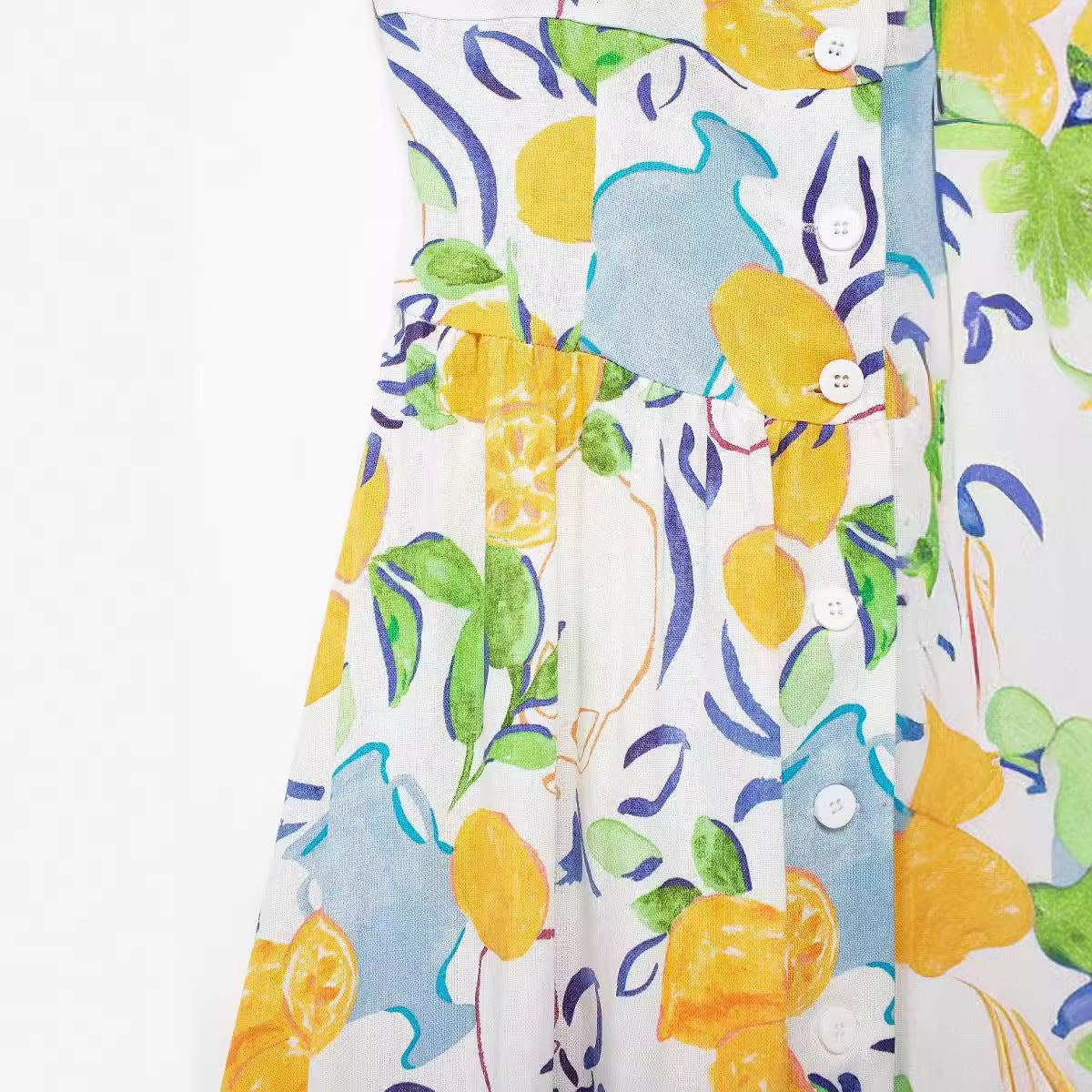 Vibrant Lemon Print Sleeveless Midi Dress - Summer Essential