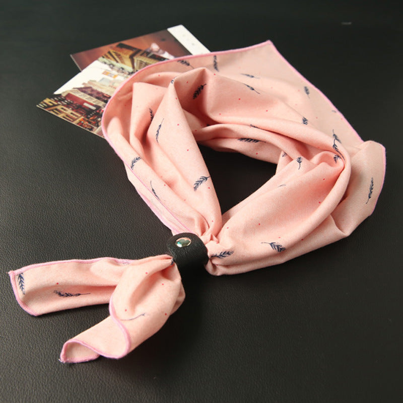 Elegant Women's Cotton Square Scarf - Bird Print