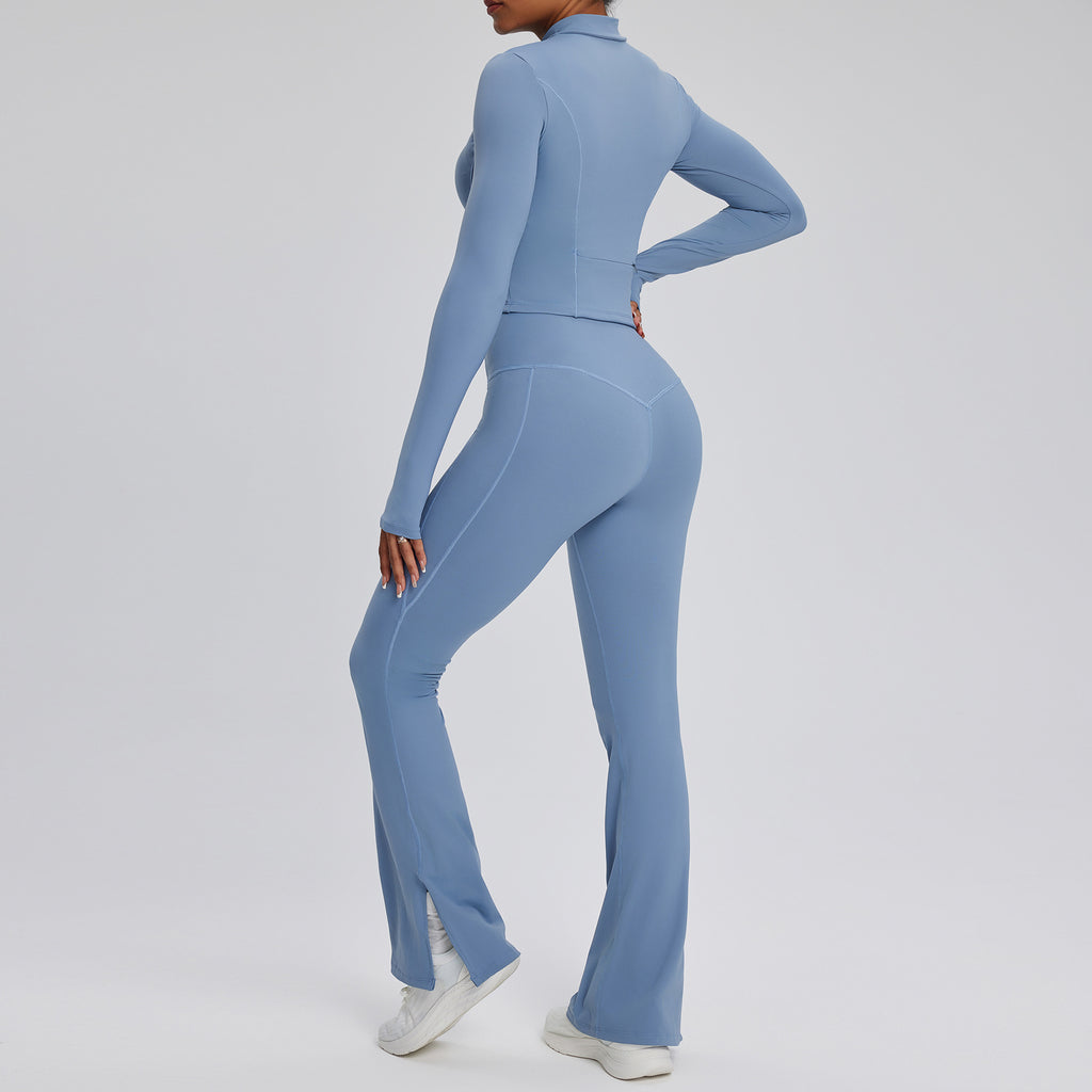 Chic Long Sleeve Flare Leggings Activewear Set for Women