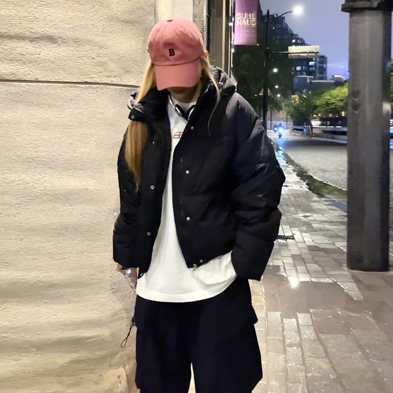 Cozy Oversized Short Hooded Puffer Jacket for Everyday Winter Comfort