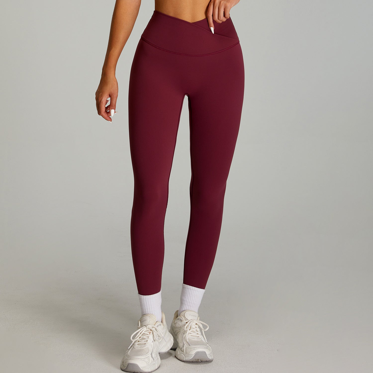 Nude Feel Cross Waist Fitness Leggings - Quick Dry & Butt Lift