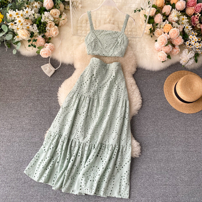 Women's Two-Piece Set - Long Skirt & Fashion Vest Top