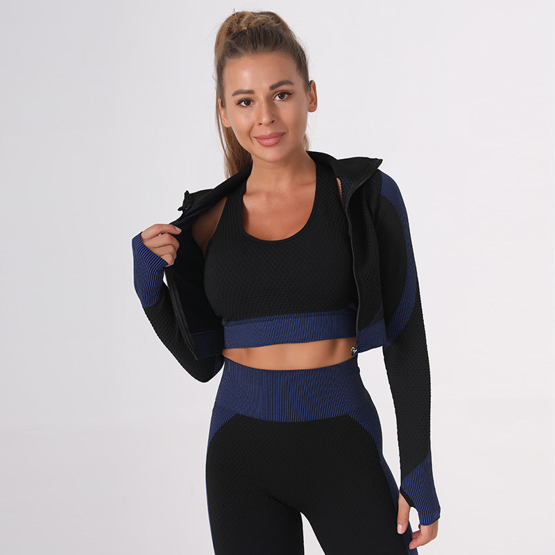 Quick-Drying Breathable Three-Piece Yoga and Workout Outfit Set
