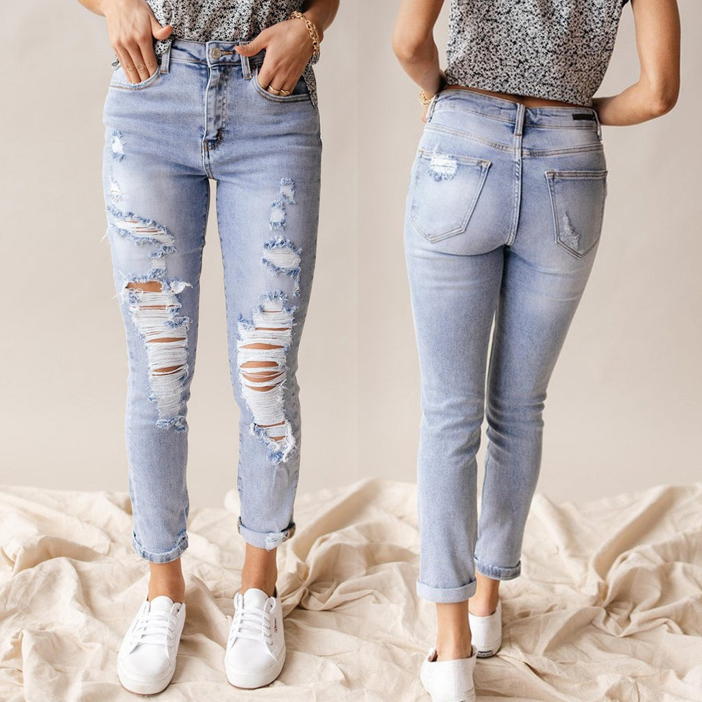 City Chic High-Waist Ripped Skinny Jeans