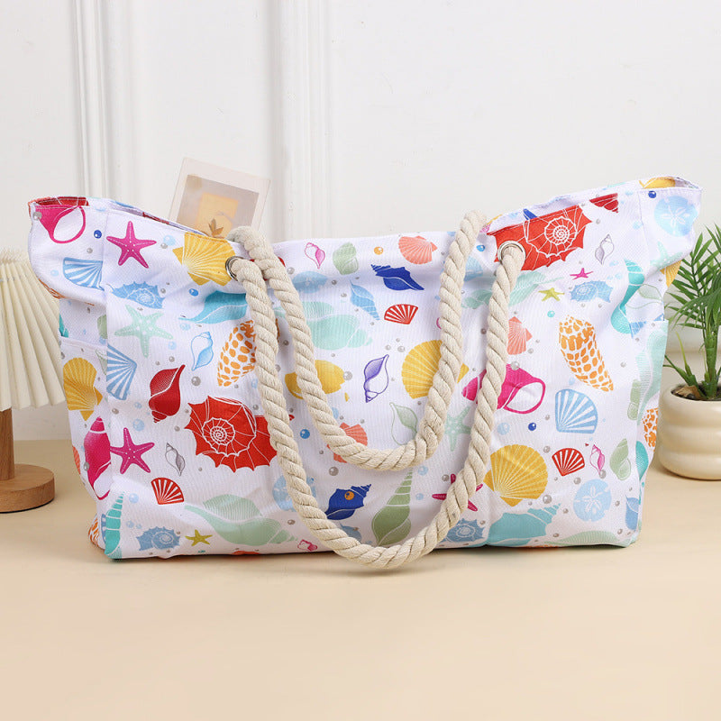 Large Canvas Beach Tote Bag for Women - Tropical & Versatile