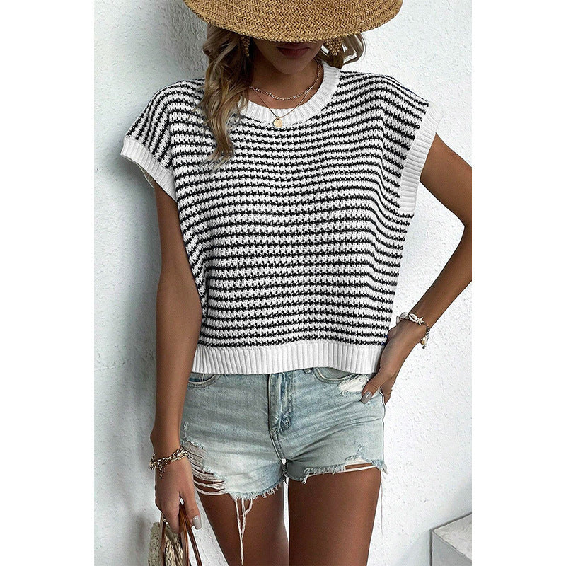Chic Striped Knit Vest Top Comfortable Everyday Style