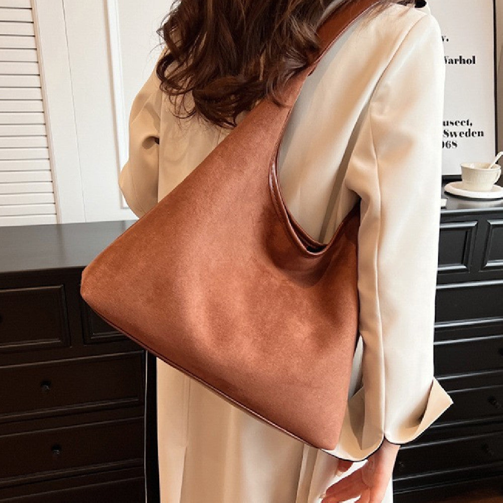 Chic Suede Hobo Shoulder Tote Bag