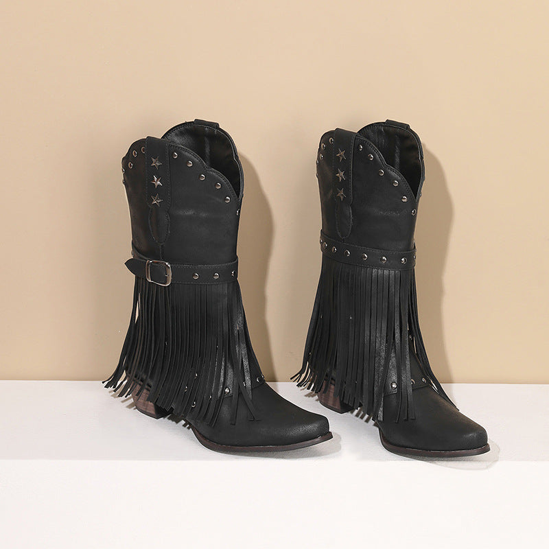 Stella Fringed Western Boots