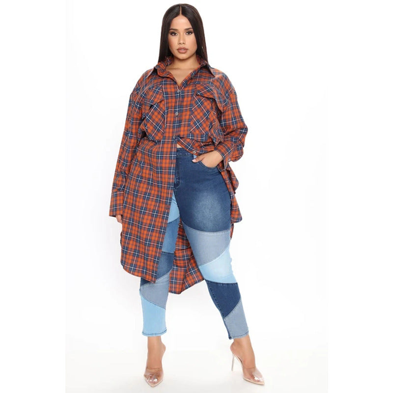 Trendy Patchwork High-Waist Skinny Jeans