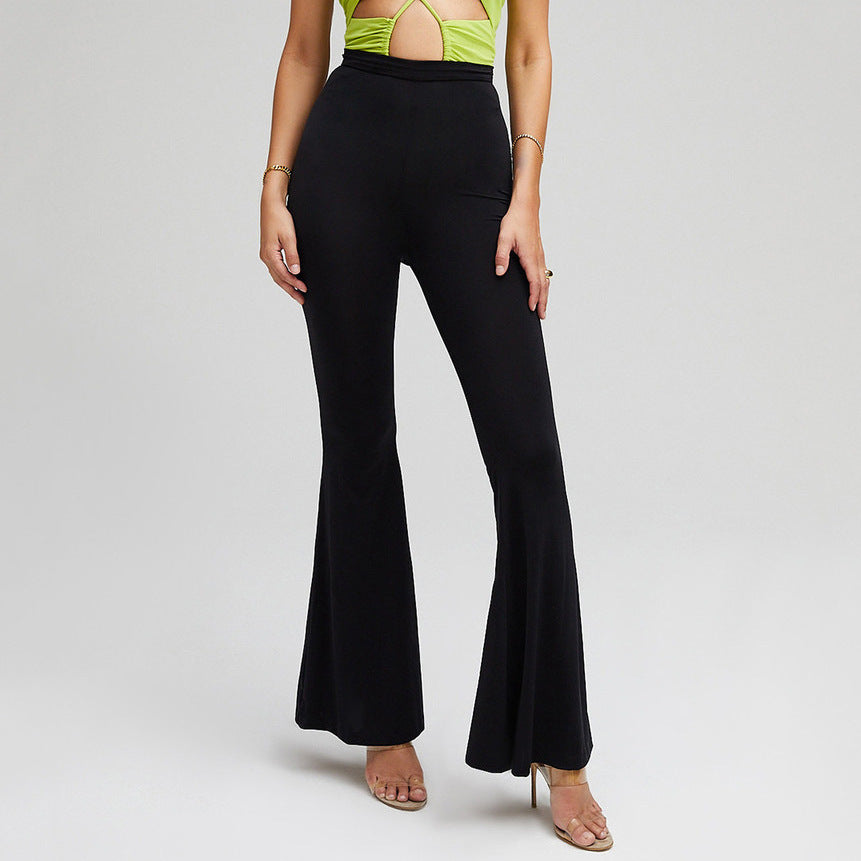 Chic High Waisted Stretch Flared Leg Trousers for Effortless Style
